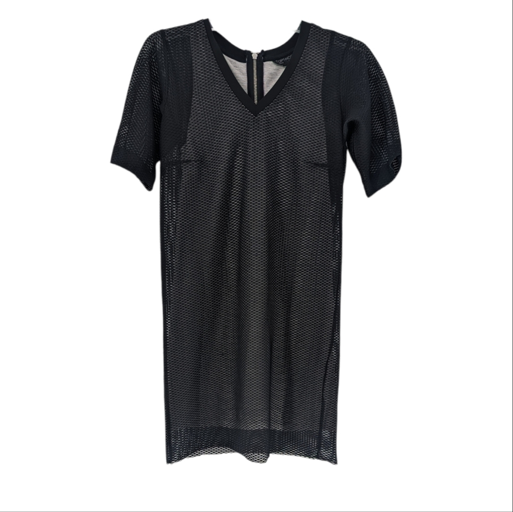 Topshop Black Mesh Shift Dress Size Small